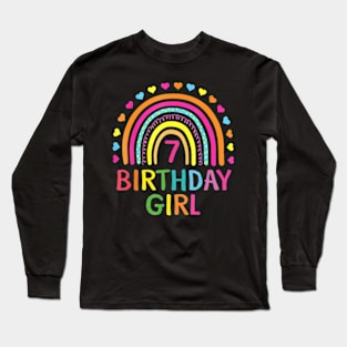 7 Years Old Rainbow Girls 7Th Birthday For Girls Kids Long Sleeve T-Shirt